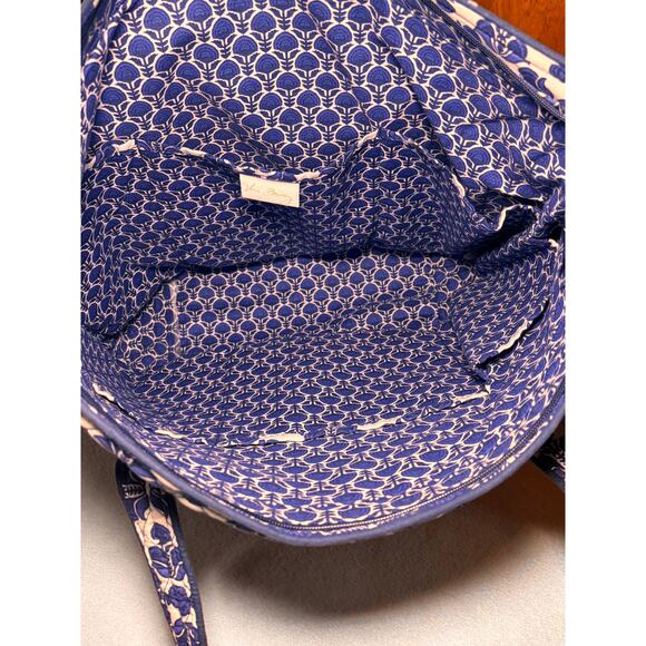 Vera Bradley Tote Bag Blue Cobalt Tile Quilted Shoulder Purse Large Handbag - Picture 6 of 6